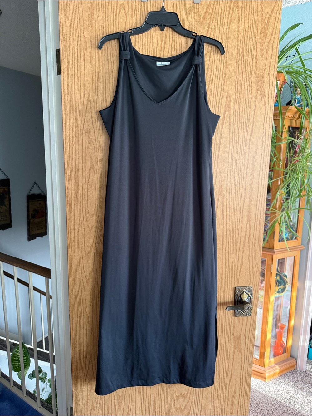 Columbia Black V-Neck Maxi Slip Dress